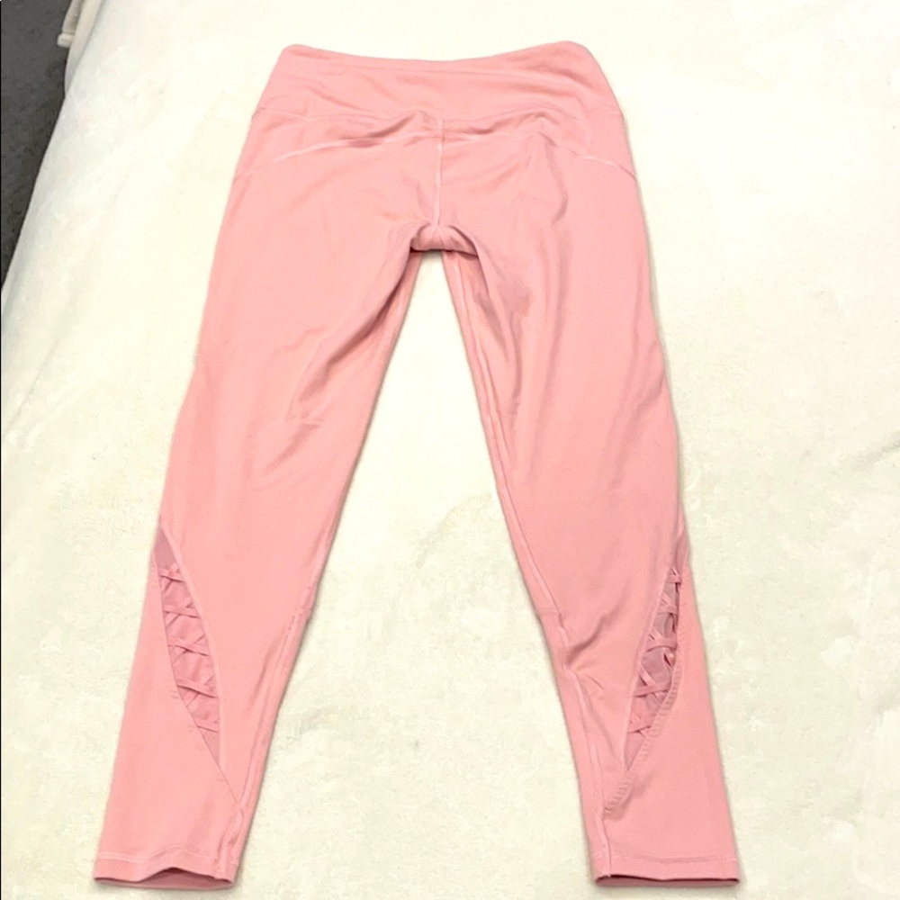 Victoria Sport pink peekaboo mesh leggings, size M